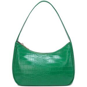 Women Crocodile Green Imported Polyester Leather Zipper Closure Tote Handbag